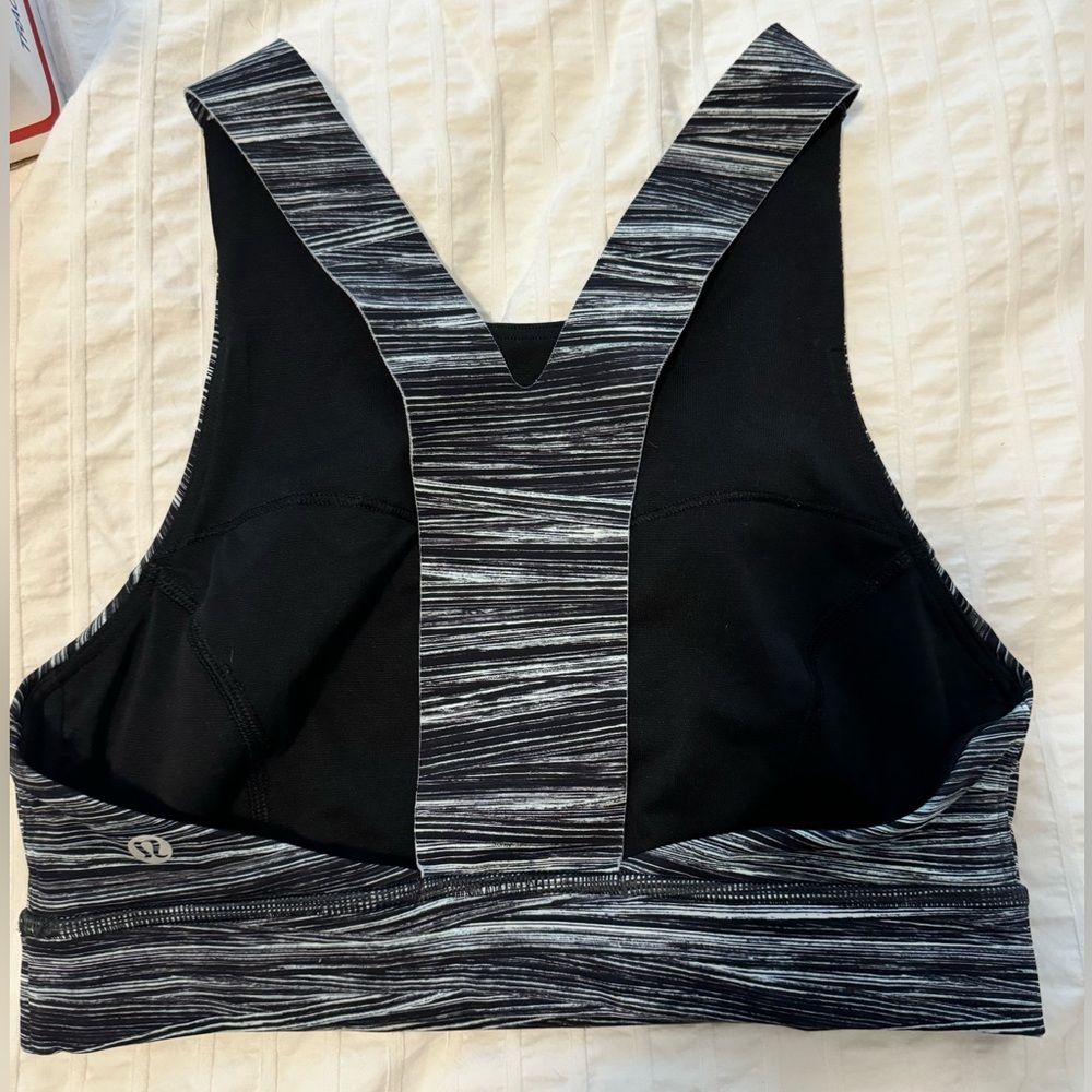 Lululemon Fast & Free Bra (Nulux) Low Tide Alpine White Black Size 4